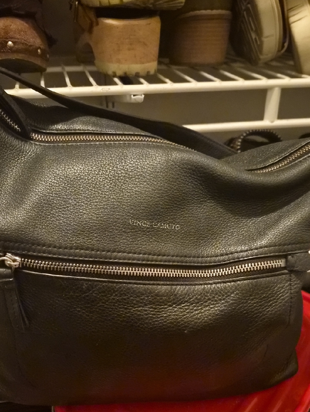 Luz Black Genuine Leather Hobo Bag by Vince Camuto.